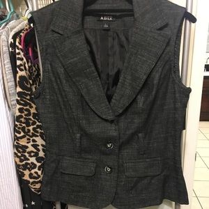 Vintage 90s black cotton tweed vest